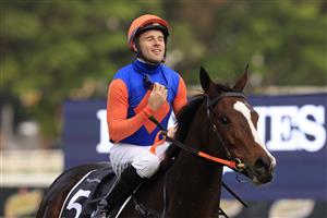 SYDNEY, AUSTRALIA - APRIL 17: Tommy Berry on Nettoyer returns to scale after winning race 9 the Moet & Chandon Queen Of The Turf Stakes during day two of The Championships at Royal Randwick Racecourse on April 17, 2021 in Sydney, Australia. (Photo by Mark Evans/Getty Images)