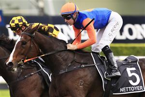 SYDNEY, AUSTRALIA - APRIL 17: Tommy Berry on Nettoyer wins race 9 the Moet & Chandon Queen Of The Turf Stakes during day two of The Championships at Royal Randwick Racecourse on April 17, 2021 in Sydney, Australia. (Photo by Mark Evans/Getty Images)