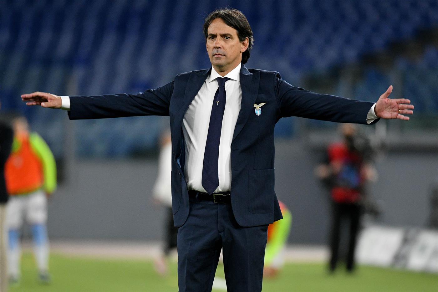 ROME, ITALY - APRIL 26: SS Lazio head coach Simone Inzaghi reacts during the Serie A match between SS Lazio and AC Milan at Stadio Olimpico on April 26, 2021 in Rome, Italy. (Getty Images)