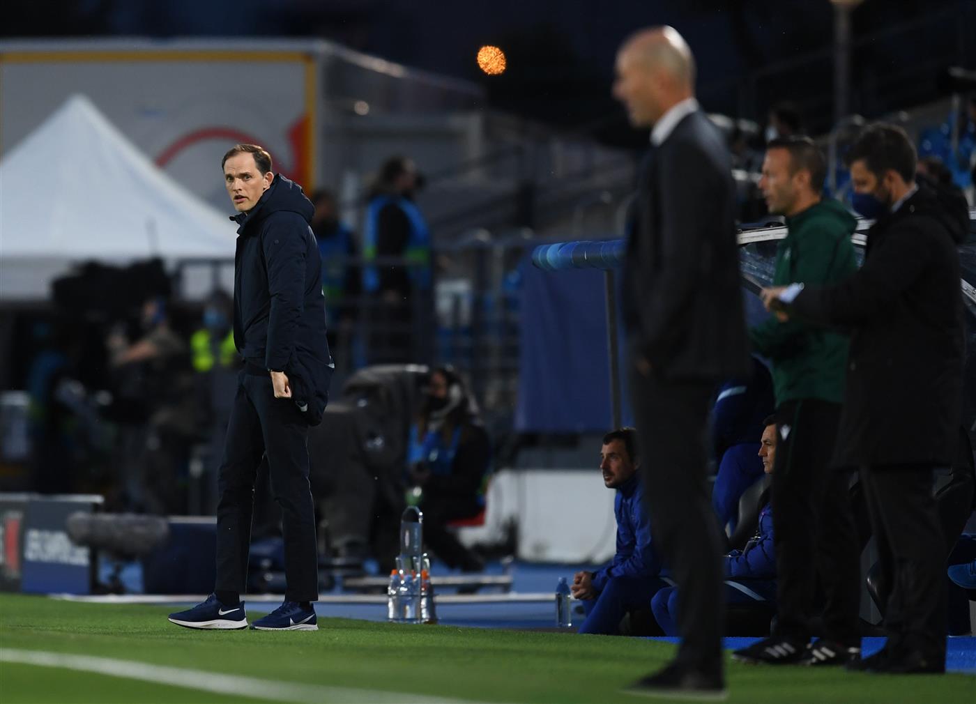 MADRID, SPAIN - APRIL 27: MADRID, SPAIN - APRIL 27: Thomas Tuchel, Manager of Chelsea looks on during the UEFA Champions League Semi Final First Leg match between Real Madrid and Chelsea FC at Estadio Alfredo Di Stefano on April 27, 2021 in Madrid, Spain. (Getty Images)