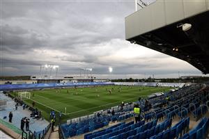 MADRID, SPAIN - APRIL 27: MADRID, SPAIN - APRIL 27: A general view inside the stadium as players from both side's warm up prior to the UEFA Champions League Semi Final First Leg match between Real Madrid and Chelsea FC at Estadio Alfredo Di Stefano on April 27, 2021 in Madrid, Spain. (Getty Images)