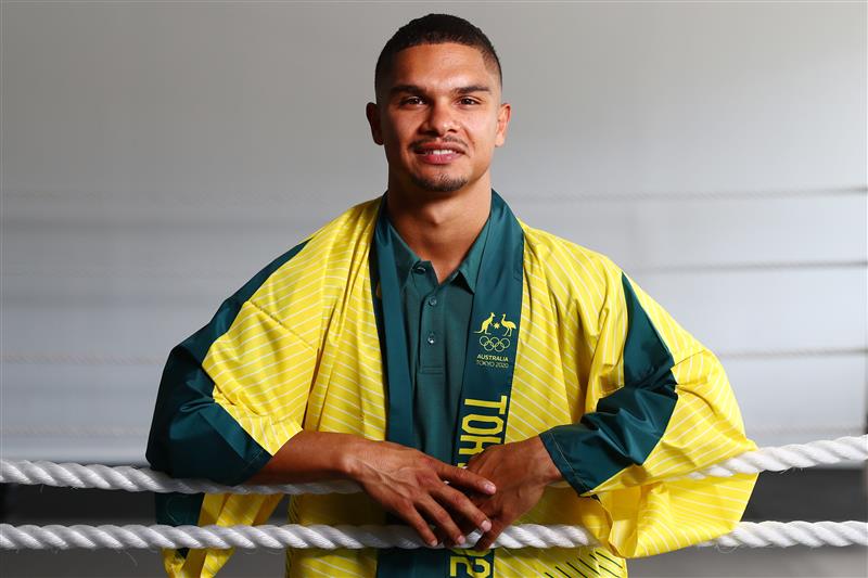 GOLD COAST, AUSTRALIA - MAY 04: Alex Winwood poses after the announcement of the Australian boxing squad for the 2020 Tokyo Olympic Games, at Gold COast PCYC on May 04, 2021 in Gold Coast, Australia.  (Getty Images)