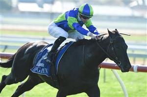 WARRNAMBOOL, AUSTRALIA - MAY 06: Jye McNeil riding Ocular winning Race 3, the The Standard Bm78 Handicap, on Grand Annual Day during the Warrnambool Jumps Carnival at Warrnambool Racing Club on May 06, 2021 in Warrnambool, Australia. (Photo by Vince Caligiuri/Getty Images)