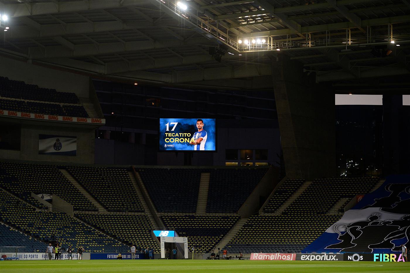 A general view shows the empty Dragao stadium in Porto before the start of the Portuguese League football match between FC Porto and Os Belenenses being played behind closed doors on July 5, 2020. (Getty Images)