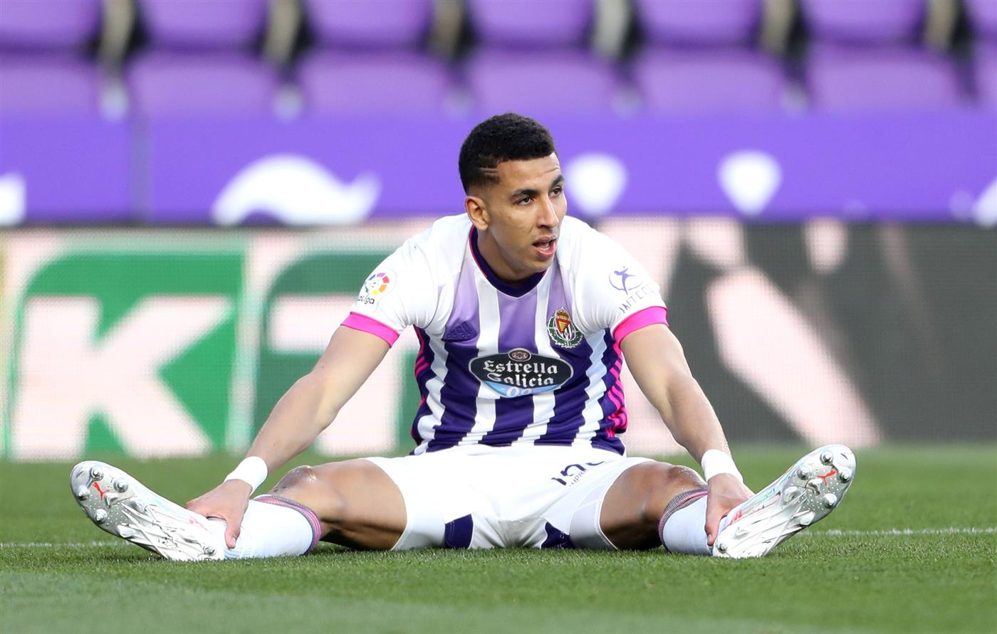 VALLADOLID, SPAIN - MAY 13: Jawad El Yamiq of Real Valladolid reacts during the La Liga Santander match between Real Valladolid CF and Villarreal CF at Estadio Municipal Jose Zorrilla on May 13, 2021 in Valladolid, Spain. (Getty Images)