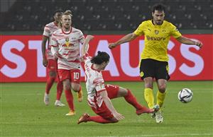 Dortmund's German defender Mats Hummels and Leipzig's Austrian midfielder Marcel Sabitzer vie for the ball during the German Cup (DFB Pokal) final football match RB Leipzig v BVB Borussia Dortmund, in Berlin on May 13, 2021. (Getty Images)
