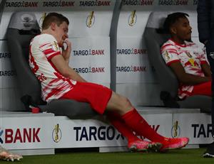BERLIN, GERMANY - MAY 13: Marcel Halstenberg of RB Leipzig looks dejected after the DFB Cup final match between RB Leipzig and Borussia Dortmund at Olympic Stadium on May 13, 2021 in Berlin, Germany. (Getty Images)