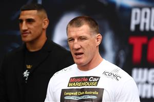 BRISBANE, AUSTRALIA - MAY 19: Paul Gallen and Justis Huni speak to media during a media opportunity at Suncorp Stadium on May 19, 2021 in Brisbane, Australia. (Getty Images)