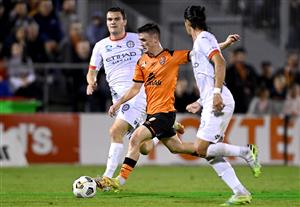BRISBANE, AUSTRALIA - MAY 25: Dylan Wenzel-Halls of the Roar in action during the A-League match between the Brisbane Roar and Melbourne City at Moreton Daily Stadium, on May 25, 2021, in Brisbane, Australia. (Getty Images)