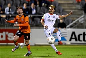 BRISBANE, AUSTRALIA - MAY 25: Naoki Tsubaki of Melbourne City in action during the A-League match between the Brisbane Roar and Melbourne City at Moreton Daily Stadium, on May 25, 2021, in Brisbane, Australia. (Getty Images)