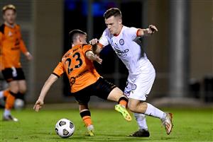 BRISBANE, AUSTRALIA - MAY 25: Dylan Wenzel-Halls of the Roar is penalised for this tackle on Scott Galloway of Melbourne City during the A-League match between the Brisbane Roar and Melbourne City at Moreton Daily Stadium, on May 25, 2021, in Brisbane, Australia. (Getty Images)