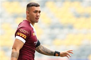 TOWNSVILLE, AUSTRALIA - JUNE 08: Jadyn Su'A looks on during a Queensland Maroons State of Origin training session at Queensland Country Bank Stadium on June 08, 2021 in Townsville, Australia. (Photo by Mark Kolbe/Getty Images)