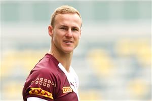 TOWNSVILLE, AUSTRALIA - JUNE 08: Daly Cherry-Evans looks to the media during a Queensland Maroons State of Origin training session at Queensland Country Bank Stadium on June 08, 2021 in Townsville, Australia. (Photo by Mark Kolbe/Getty Images)