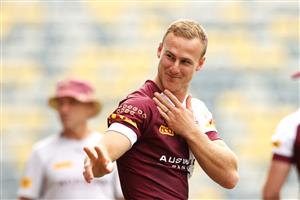 TOWNSVILLE, AUSTRALIA - JUNE 08: Daly Cherry-Evans waves as he walks out onto the field during a Queensland Maroons State of Origin training session at Queensland Country Bank Stadium on June 08, 2021 in Townsville, Australia. (Photo by Mark Kolbe/Getty Images)