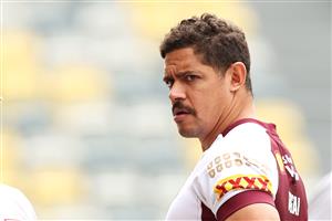TOWNSVILLE, AUSTRALIA - JUNE 08: Dane Gagai watches on during a Queensland Maroons State of Origin training session at Queensland Country Bank Stadium on June 08, 2021 in Townsville, Australia. (Photo by Mark Kolbe/Getty Images)