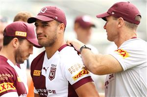 TOWNSVILLE, AUSTRALIA - JUNE 08: Valentine Holmes prepares for the session during a Queensland Maroons State of Origin training session at Queensland Country Bank Stadium on June 08, 2021 in Townsville, Australia. (Photo by Mark Kolbe/Getty Images)