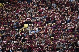 TOWNSVILLE, AUSTRALIA - JUNE 09: Spectators are seen before game one of the 2021 State of Origin series between the New South Wales Blues and the Queensland Maroons at Queensland Country Bank Stadium on June 09, 2021 in Townsville, Australia. (Photo by Ian Hitchcock/Getty Images)
