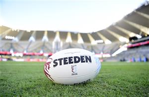 TOWNSVILLE, AUSTRALIA - JUNE 09: A game ball is seen on the field of play before the start of game one of the 2021 State of Origin series between the New South Wales Blues and the Queensland Maroons at Queensland Country Bank Stadium on June 09, 2021 in Townsville, Australia. (Photo by Ian Hitchcock/Getty Images)