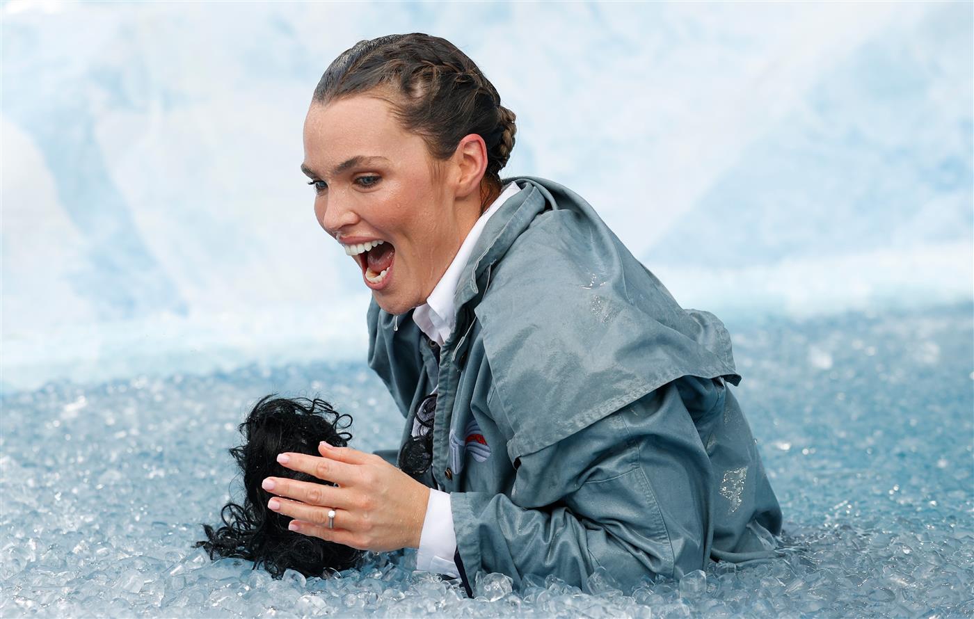 MELBOURNE, AUSTRALIA - JUNE 14: Abbey Holmes, current TV personality and former Adelaide Crows AFLW player, is seen during Big Freeze 7 at the Melbourne Cricket Ground on June 14, 2021 in Melbourne, Australia. (Photo by Michael Willson/AFL Photos via Getty Images)