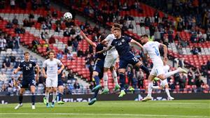 GLASGOW, SCOTLAND - JUNE 14: Patrik Schick of Czech Republic scores their side's first goal whilst under pressure from Liam Cooper of Scotland during the UEFA Euro 2020 Championship Group D match between Scotland v Czech Republic at Hampden Park on June 14, 2021 in Glasgow, Scotland. (Getty Images)