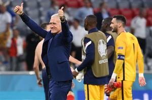 France's coach Didier Deschamps greets the fans after the win in the UEFA EURO 2020 Group F football match between France and Germany at the Allianz Arena in Munich on June 15, 2021. (Getty Images)