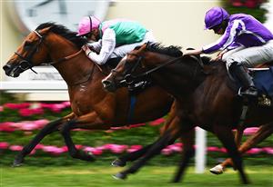 ASCOT, ENGLAND - JUNE 17: Hector Crouch on board Surefire on their way to winning the King George V Stakes on Day Three of the Royal Ascot Meeting at Ascot Racecourse on June 17, 2021 in Ascot, England. A total of twelve thousand racegoers made up of Owners and the Public are permitted to attend the meeting due to it being an Events Research Programme (ERP) set up by the government due to the Coronavirus Pandemic. (Photo by Harry Trump/Getty Images)