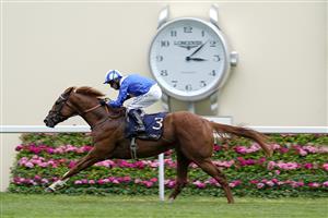 ASCOT, ENGLAND - JUNE 17: Jim Crowley riding Mohaafeth win The Hampton Court Stakes on Day Three of the Royal Ascot Meeting at Ascot Racecourse on June 17, 2021 in Ascot, England. A total of twelve thousand racegoers made up of owners and the public are permitted to attend the meeting due to it being an Events Research Programme (ERP) set up by the Government due to the Coronavirus pandemic. (Photo by Alan Crowhurst/Getty Images)