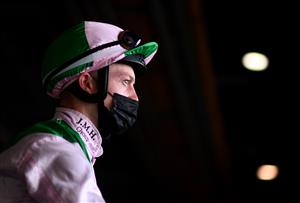 ASCOT, ENGLAND - JUNE 17: Jockey Ray Dawson looks on on Day Three of the Royal Ascot Meeting at Ascot Racecourse on June 17, 2021 in Ascot, England. A total of twelve thousand racegoers made up of Owners and the Public are permitted to attend the meeting due to it being an Events Research Programme (ERP) set up by the government due to the Coronavirus Pandemic. (Photo by Harry Trump/Getty Images)