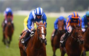 ASCOT, ENGLAND - JUNE 17: Jim Crowley on board Mohaafeth on their way to winning the Hampton Court Stakes on Day Three of the Royal Ascot Meeting at Ascot Racecourse on June 17, 2021 in Ascot, England. A total of twelve thousand racegoers made up of Owners and the Public are permitted to attend the meeting due to it being an Events Research Programme (ERP) set up by the government due to the Coronavirus Pandemic. (Photo by Harry Trump/Getty Images)