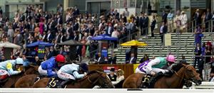 ASCOT, ENGLAND - JUNE 17: Hector Crouch riding Surefire (pink cap) win The King George V Stakes on Day Three of the Royal Ascot Meeting at Ascot Racecourse on June 17, 2021 in Ascot, England. A total of twelve thousand racegoers made up of owners and the public are permitted to attend the meeting due to it being an Events Research Programme (ERP) set up by the Government due to the Coronavirus pandemic. (Photo by Alan Crowhurst/Getty Images)