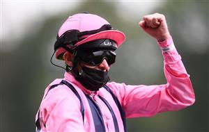 ASCOT, ENGLAND - JUNE 17: Robert Havlin celebrates on board Loving Dream after winning the Ribblesdale Stakes on Day Three of the Royal Ascot Meeting at Ascot Racecourse on June 17, 2021 in Ascot, England. A total of twelve thousand racegoers made up of Owners and the Public are permitted to attend the meeting due to it being an Events Research Programme (ERP) set up by the government due to the Coronavirus Pandemic. (Photo by Harry Trump/Getty Images)