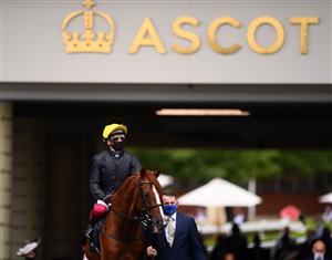 ASCOT, ENGLAND - JUNE 17: Frankie Dettori looks on from on board Stradivarius prior to finishing fourth during the Gold Cup on Day Three of the Royal Ascot Meeting at Ascot Racecourse on June 17, 2021 in Ascot, England. A total of twelve thousand racegoers made up of Owners and the Public are permitted to attend the meeting due to it being an Events Research Programme (ERP) set up by the government due to the Coronavirus Pandemic. (Photo by Harry Trump/Getty Images)
