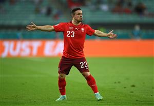 BAKU, AZERBAIJAN - JUNE 20: Xherdan Shaqiri of Switzerland celebrates after scoring their team's second goal during the UEFA Euro 2020 Championship Group A match between Switzerland and Turkey at Baku Olimpiya Stadionu on June 20, 2021 in Baku, Azerbaijan. (Getty Images)