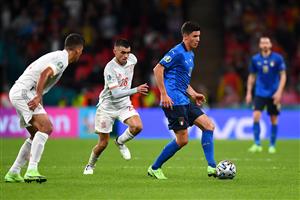 LONDON, ENGLAND - JULY 06: Matteo Pessina of Italy runs with the ball during the UEFA Euro 2020 Championship Semi-final match between Italy and Spain at Wembley Stadium on July 06, 2021 in London, England. (Getty Images)