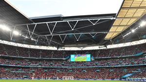 Footballers are seen on the pitch during the UEFA EURO 2020 semi-final football match between Italy and Spain at Wembley Stadium in London on July 6, 2021. (Getty Images)