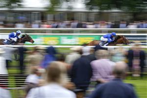 NEWMARKET, ENGLAND - JULY 08: James Doyle riding Yibir win The Bahrain Trophy Stakes at Newmarket Racecourse on July 08, 2021 in Newmarket, England. Due to the Coronavirus pandemic, only owners along with a limited number of the paying public will be allowed to attend the meeting. (Photo by Alan Crowhurst/Getty Images)