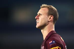 GOLD COAST, AUSTRALIA - JULY 14: Daly Cherry-Evans of the Maroons looks on during game three of the 2021 State of Origin Series between the New South Wales Blues and the Queensland Maroons at Cbus Super Stadium on July 14, 2021 in Gold Coast, Australia. (Photo by Chris Hyde/Getty Images)