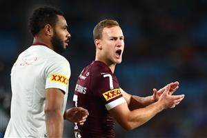 GOLD COAST, AUSTRALIA - JULY 14: Daly Cherry-Evans of the Maroons warms up before game three of the 2021 State of Origin Series between the New South Wales Blues and the Queensland Maroons at Cbus Super Stadium on July 14, 2021 in Gold Coast, Australia. (Photo by Chris Hyde/Getty Images)