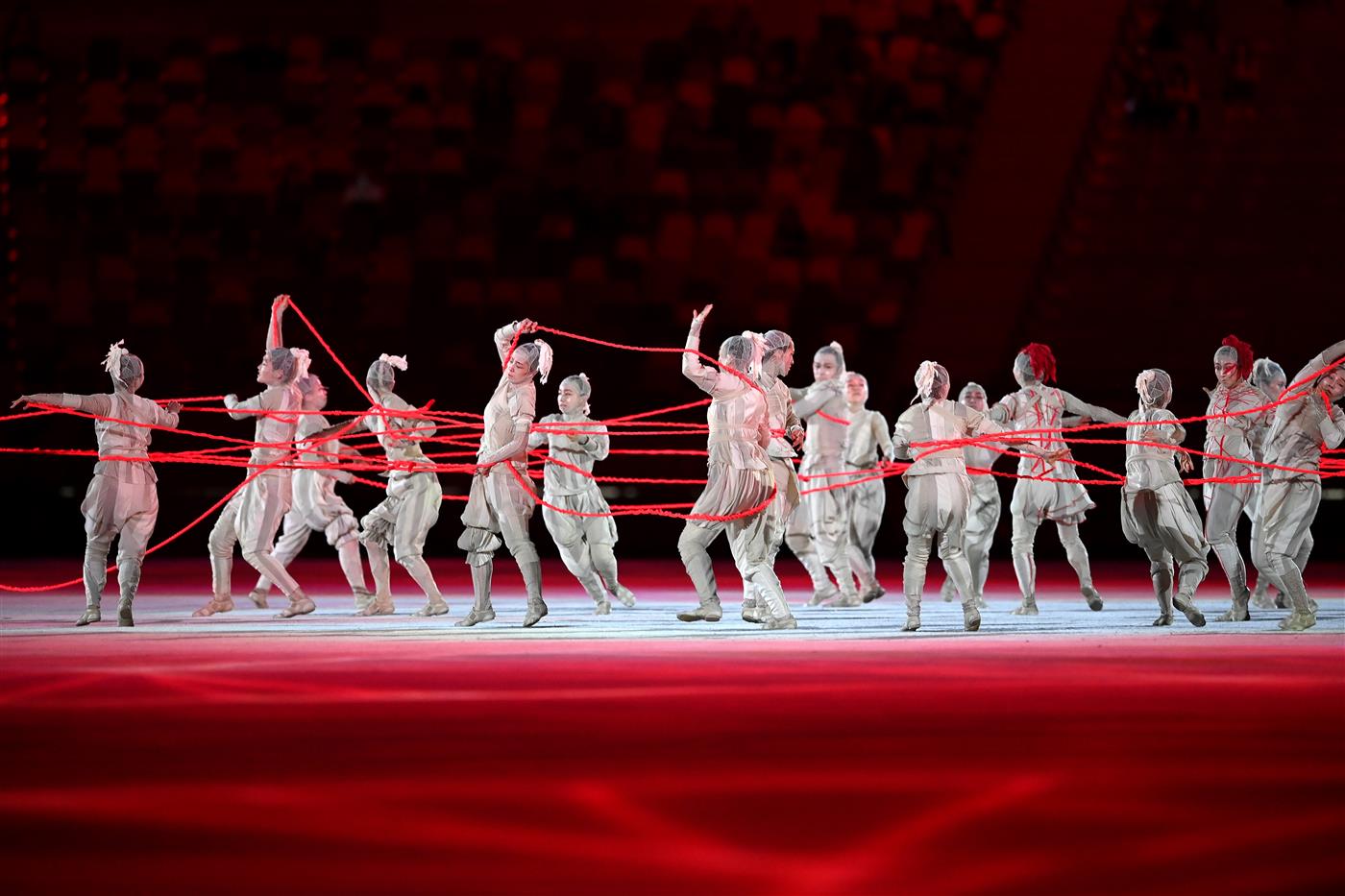 TOKYO, JAPAN - JULY 23: Performers dance during the Opening Ceremony of the Tokyo 2020 Olympic Games at Olympic Stadium on July 23, 2021 in Tokyo, Japan. (Getty Images)