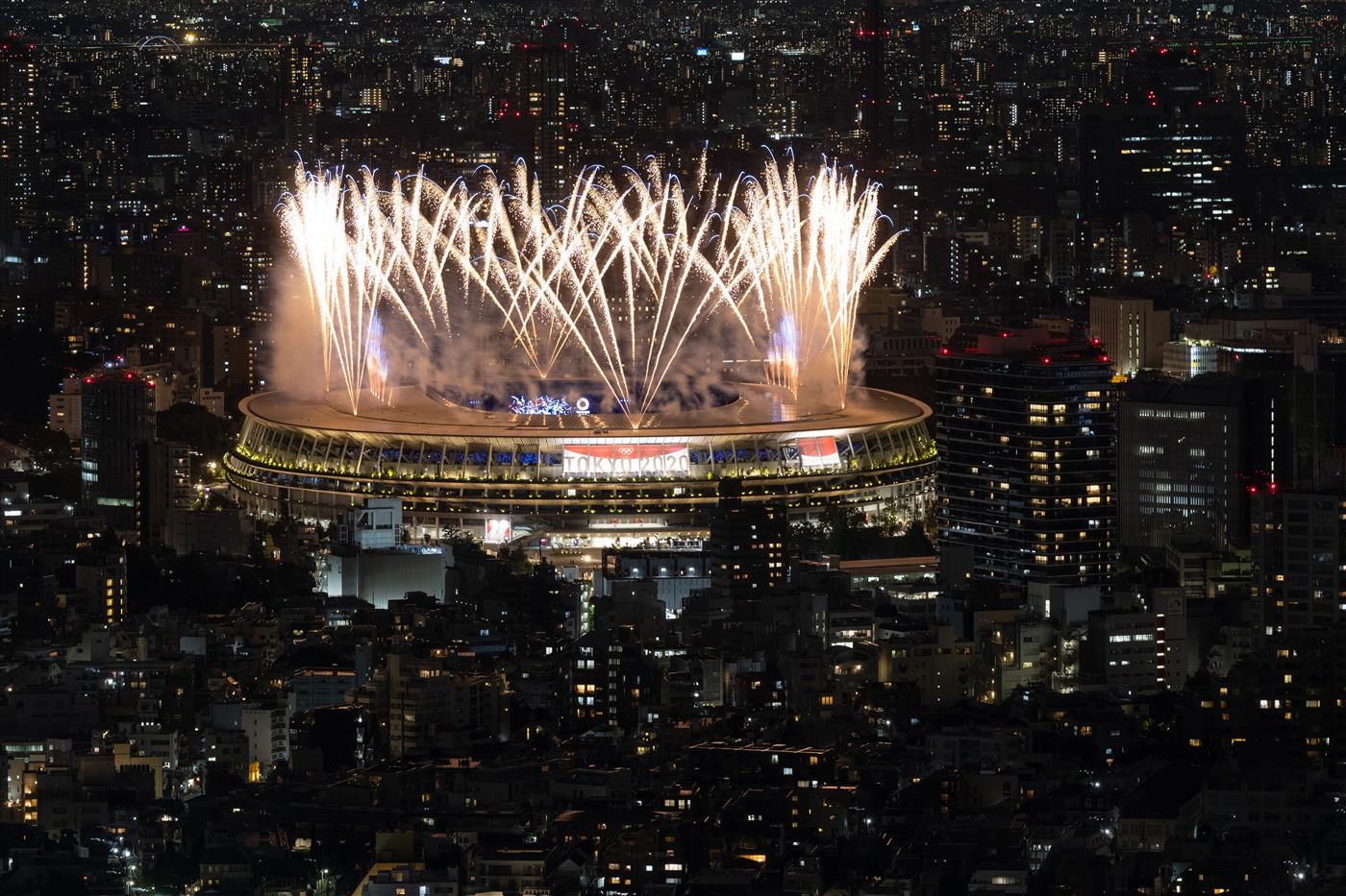 TOKYO, JAPAN - JULY 23: Fireworks are displayed during the Opening Ceremony of the Tokyo 2020 Olympic Games at Olympic Stadium on July 23, 2021 in Tokyo, Japan. (Getty Images)