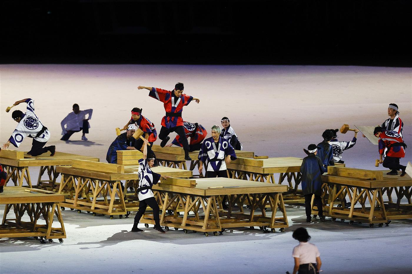 TOKYO, JAPAN - JULY 23: Performers in action during the Opening Ceremony of the Tokyo 2020 Olympic Games at Olympic Stadium on July 23, 2021 in Tokyo, Japan. (Getty Images)