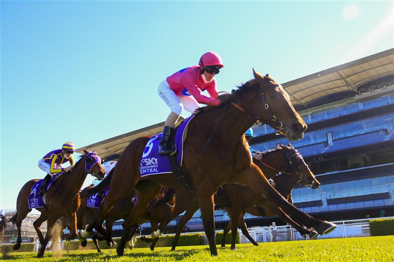SYDNEY, AUSTRALIA - AUGUST 07: Glen Boss (pink) on Gemmhara wins race 5 the Midway Handicap during Sydney Racing at Royal Randwick Racecourse on August 07, 2021 in Sydney, Australia. (Photo by Mark Evans/Getty Images)