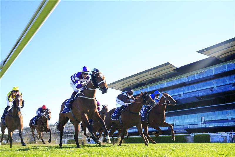 SYDNEY, AUSTRALIA - AUGUST 07: Hugh Bowman on Starla wins race 6 the Ray Selkrig Handicap during Sydney Racing at Royal Randwick Racecourse on August 07, 2021 in Sydney, Australia. (Photo by Mark Evans/Getty Images)