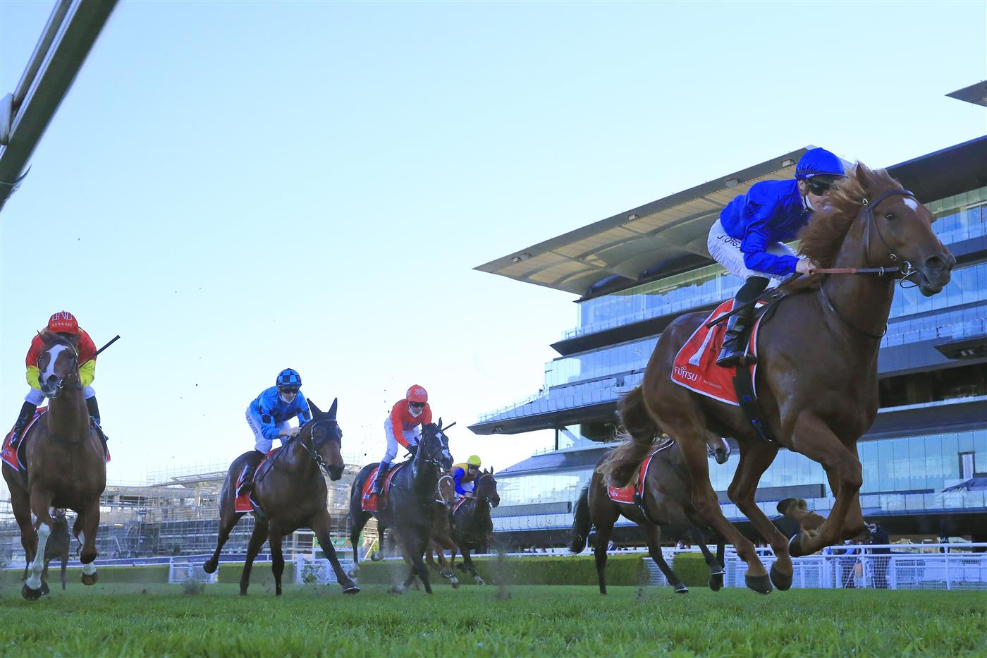 SYDNEY, AUSTRALIA - AUGUST 07: James McDonald on Paulele wins race 8 the Fujitsu General Rosebud at Royal Randwick Racecourse  on August 07, 2021 in Sydney, Australia. (Photo by Mark Evans/Getty Images)