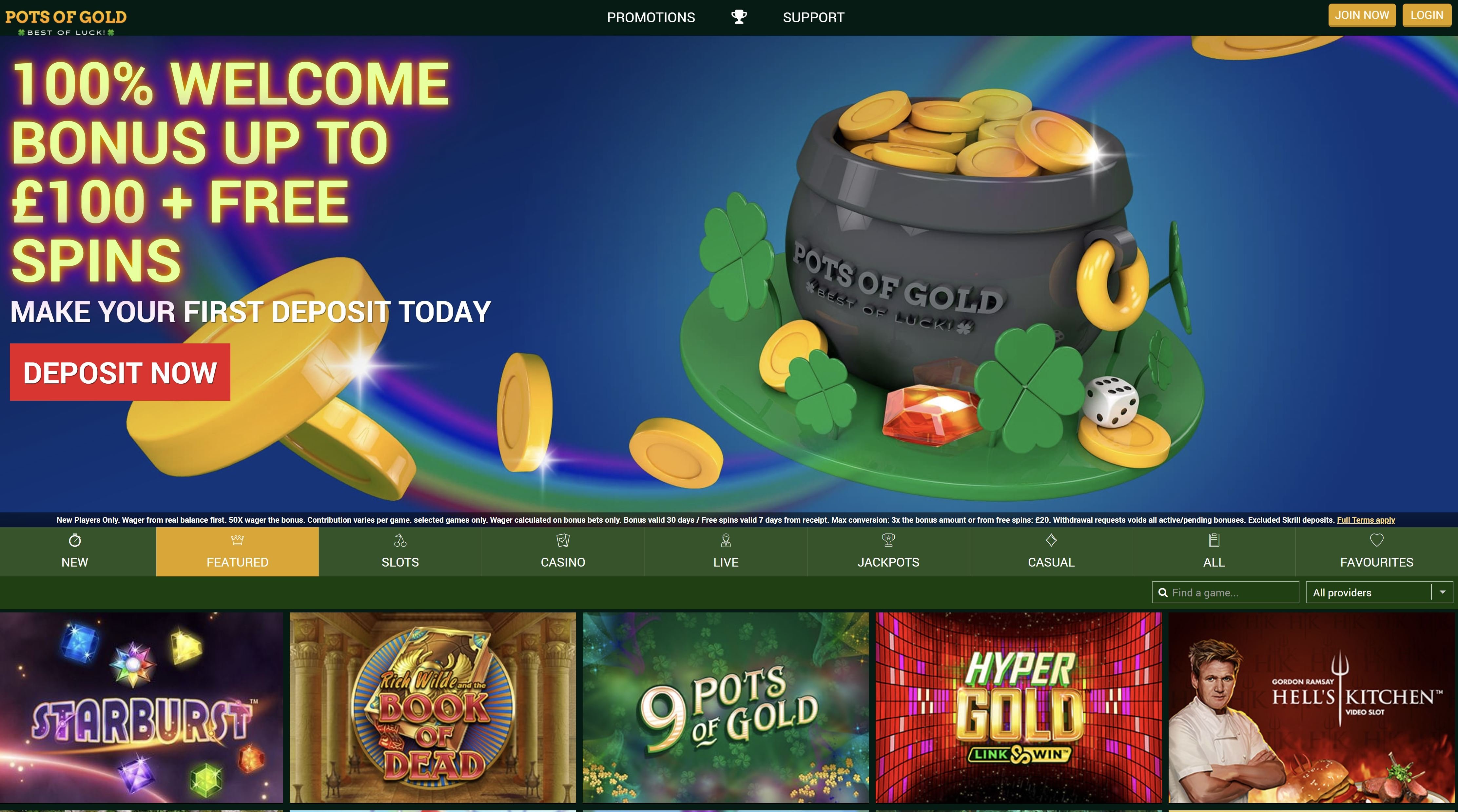 Pots of Gold Casino Promo Code