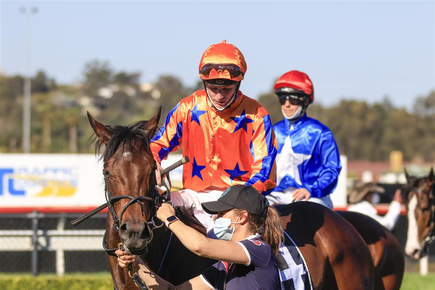 KEMBLA GRANGE, AUSTRALIA - SEPTEMBER 11: James McDonald on Entriviere returns to scale after winning race 6 the Coolmore Sheraco Stakes during Sydney Racing at Kembla Grange Racecourse on September 11, 2021 in Kembla Grange, Australia. (Photo by Mark Evans/Getty Images)