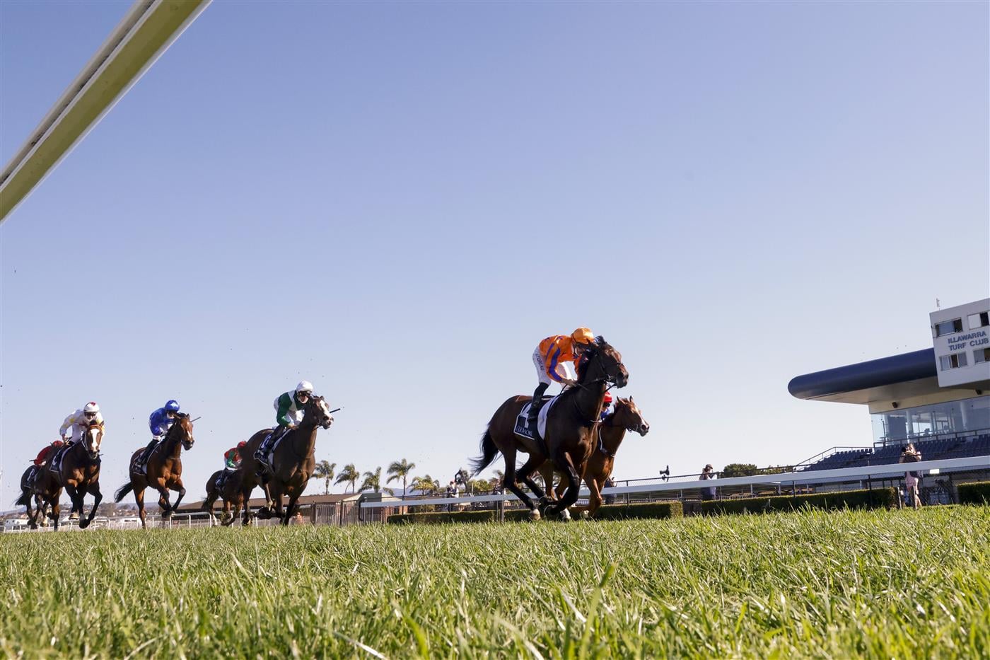KEMBLA GRANGE, AUSTRALIA - SEPTEMBER 11: James McDonald on Entriviere wins race 6 the Coolmore Sheraco Stakes during Sydney Racing at Kembla Grange Racecourse on September 11, 2021 in Kembla Grange, Australia. (Photo by Mark Evans/Getty Images)