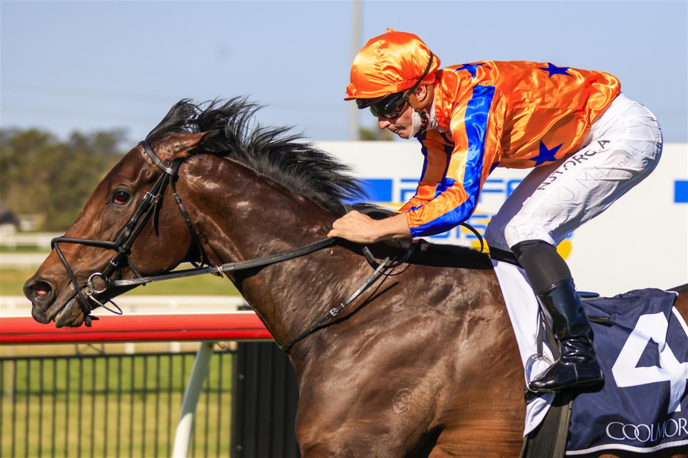 KEMBLA GRANGE, AUSTRALIA - SEPTEMBER 11: James McDonald on Entriviere wins race 6 the Coolmore Sheraco Stakes during Sydney Racing at Kembla Grange Racecourse on September 11, 2021 in Kembla Grange, Australia. (Photo by Mark Evans/Getty Images)