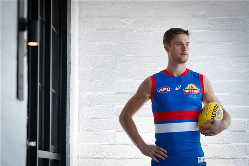 PERTH, AUSTRALIA - SEPTEMBER 20: Josh Schache of the Bulldogs poses for a photograph during the Western Bulldogs photo opportunity on September 20, 2021 in Perth, Australia. (Photo by Michael Willson/AFL Photos via Getty Images)