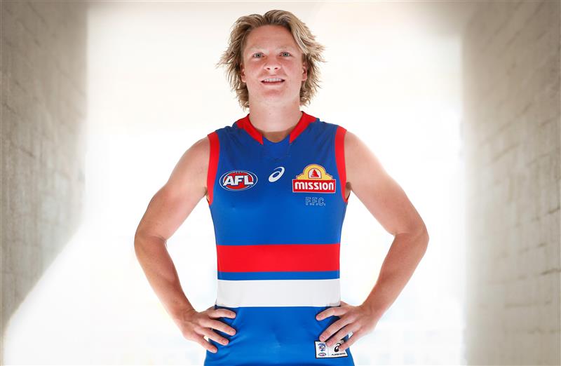 PERTH, AUSTRALIA - SEPTEMBER 20: Cody Weightman of the Bulldogs poses for a photograph during the Western Bulldogs photo opportunity on September 20, 2021 in Perth, Australia. (Photo by Michael Willson/AFL Photos via Getty Images)